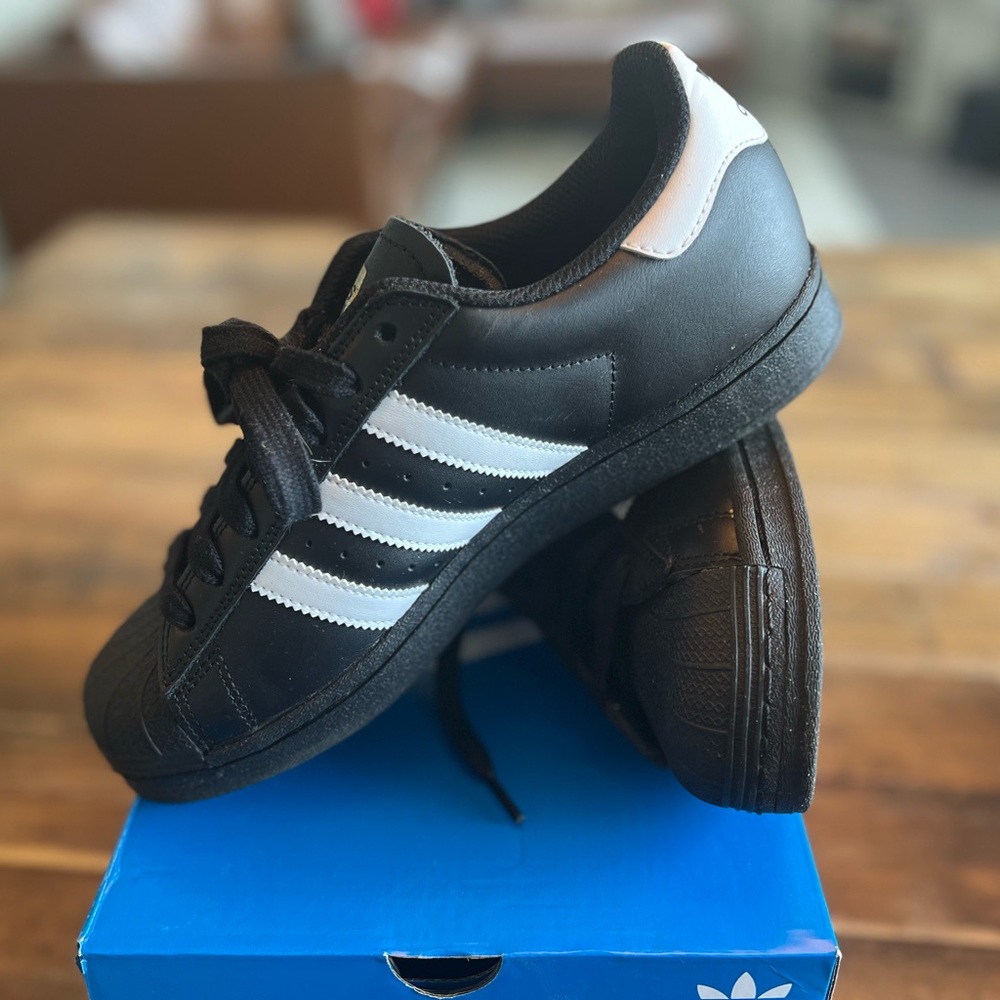 Adidas Black and White Sneakers with Signature Stripes